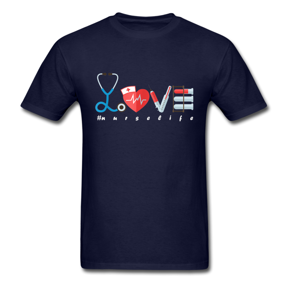 Nurse Life Lover Valentines Day Gift Tee T-Shirt - navy