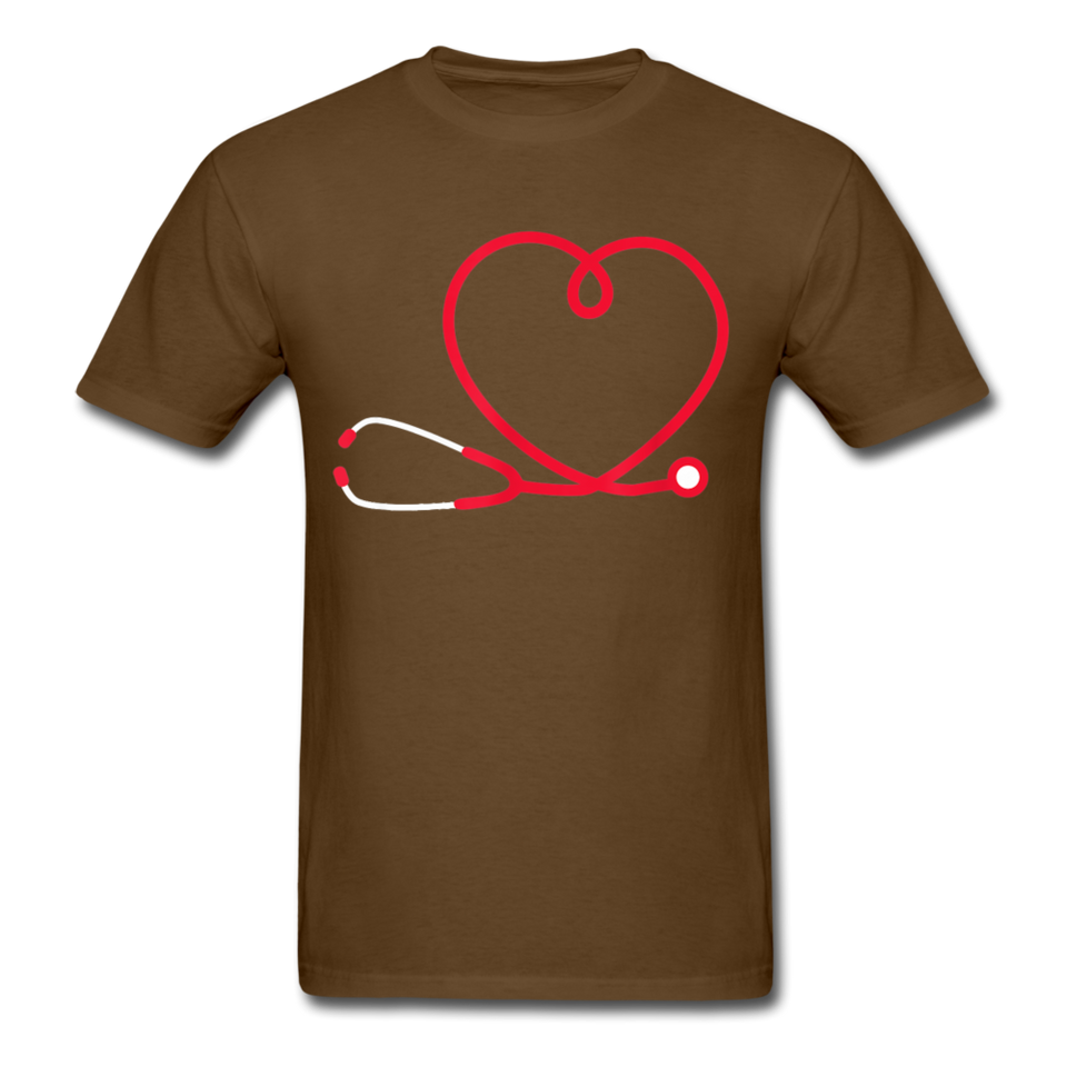 Nurse Stethoscope Heart T-Shirt - brown