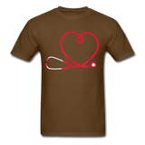 Nurse Stethoscope Heart T-Shirt - brown