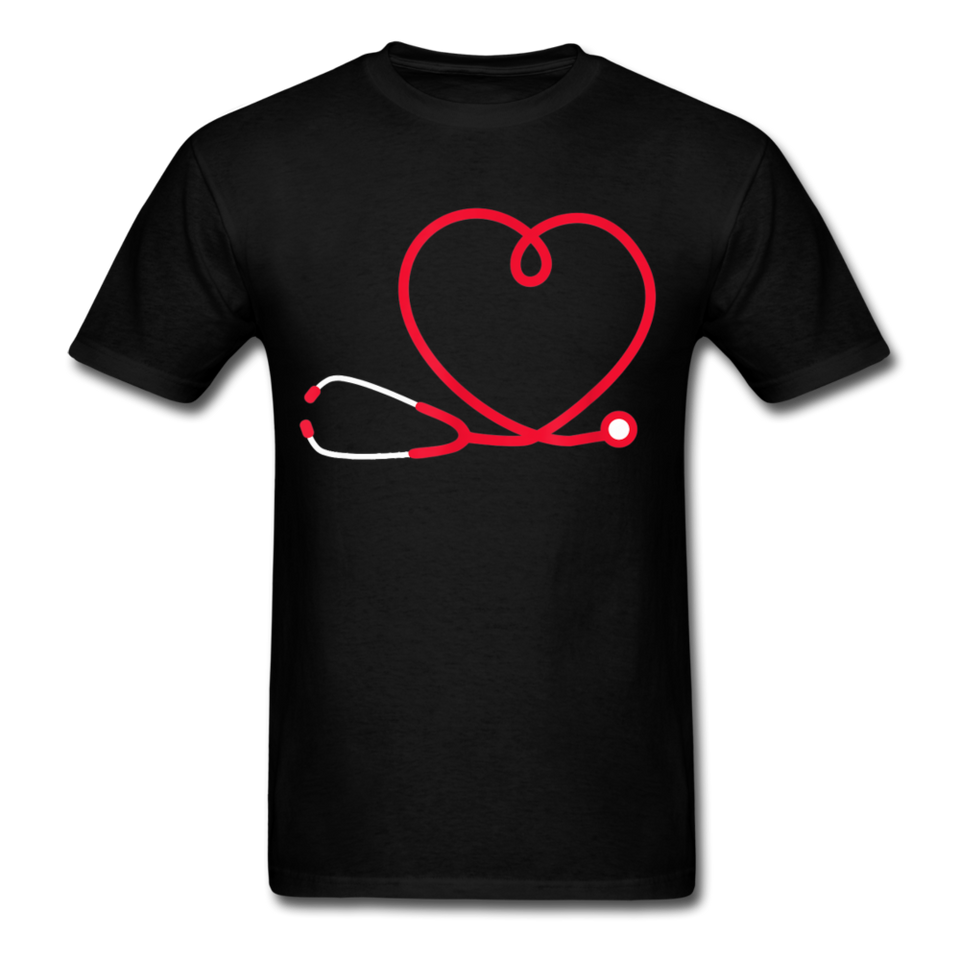 Nurse Stethoscope Heart T-Shirt - black