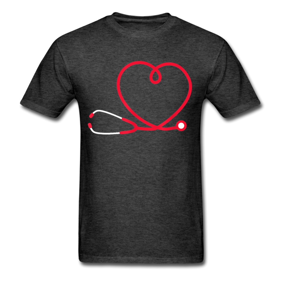 Nurse Stethoscope Heart T-Shirt - heather black