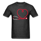Nurse Stethoscope Heart T-Shirt - heather black