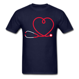 Nurse Stethoscope Heart T-Shirt - navy