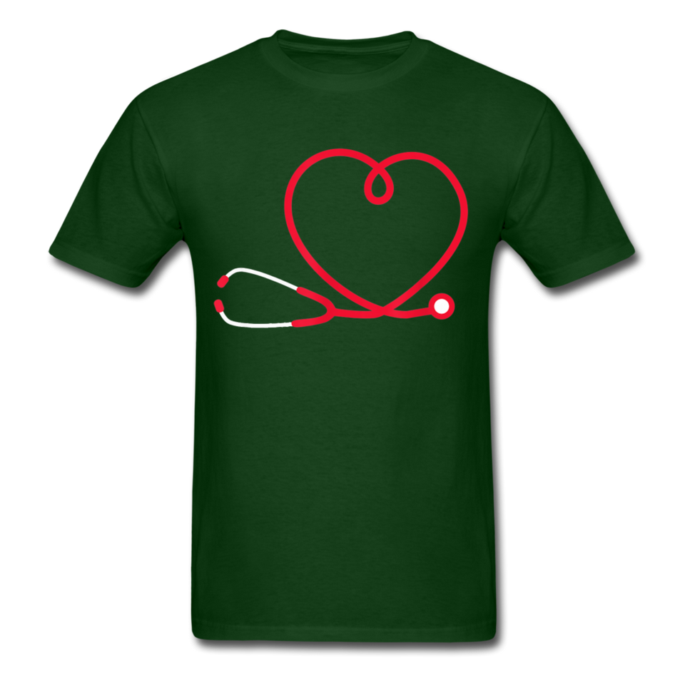 Nurse Stethoscope Heart T-Shirt - forest green