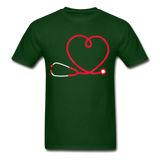 Nurse Stethoscope Heart T-Shirt - forest green