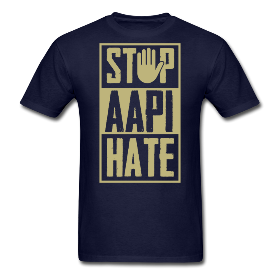 Stop Asian Hate Anti-Racism AAPI American Solidarity Equality Unisex Tee TShirt - navy