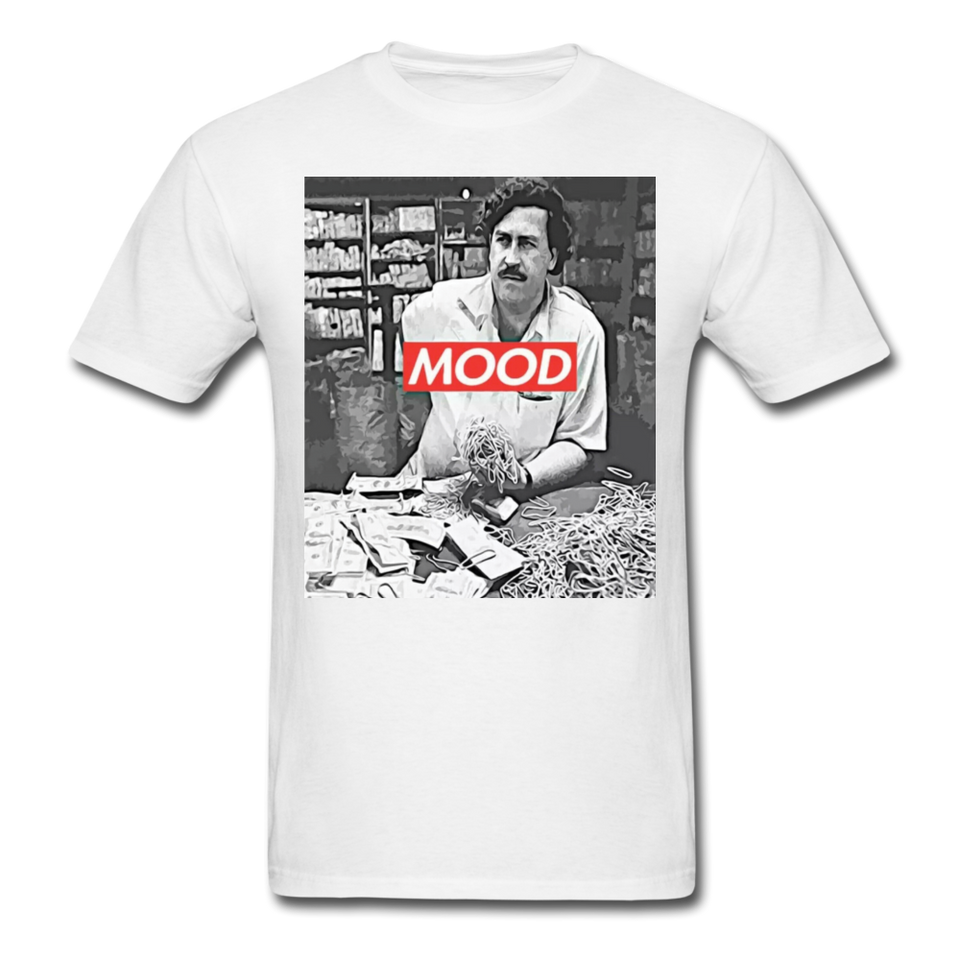Pablo Escobar Mood shirt Parody Supreme T-Shirt Size S-6XL - white