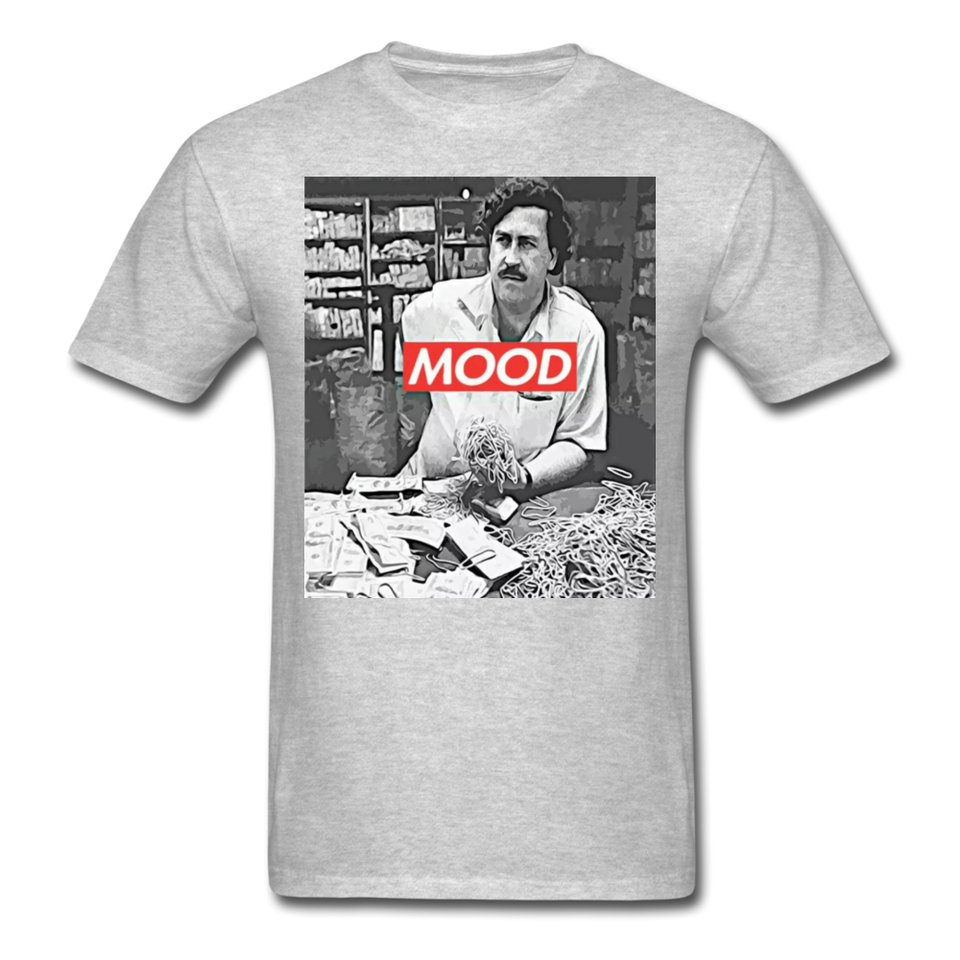 Pablo Escobar Mood shirt Parody Supreme T-Shirt Size S-6XL - heather gray