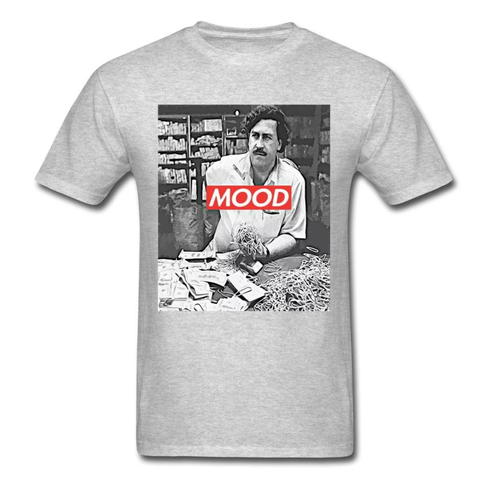 Pablo Escobar Mood shirt Parody Supreme T-Shirt Size S-6XL - heather gray