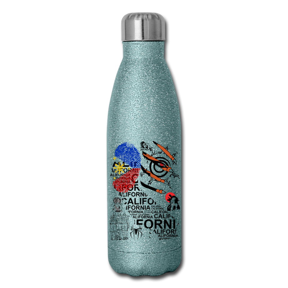 erv test1 - Insulated Stainless Steel Water Bottle - turquoise glitter