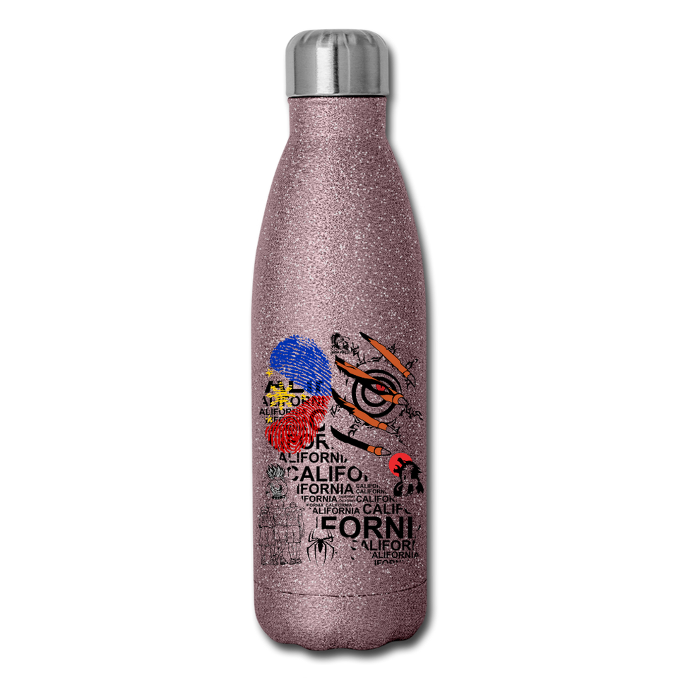 erv test1 - Insulated Stainless Steel Water Bottle - pink glitter