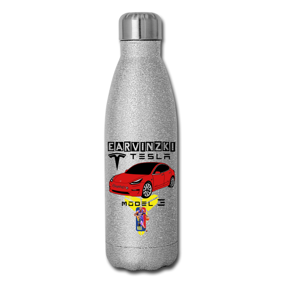 erv test1 - Insulated Stainless Steel Water Bottle - silver glitter