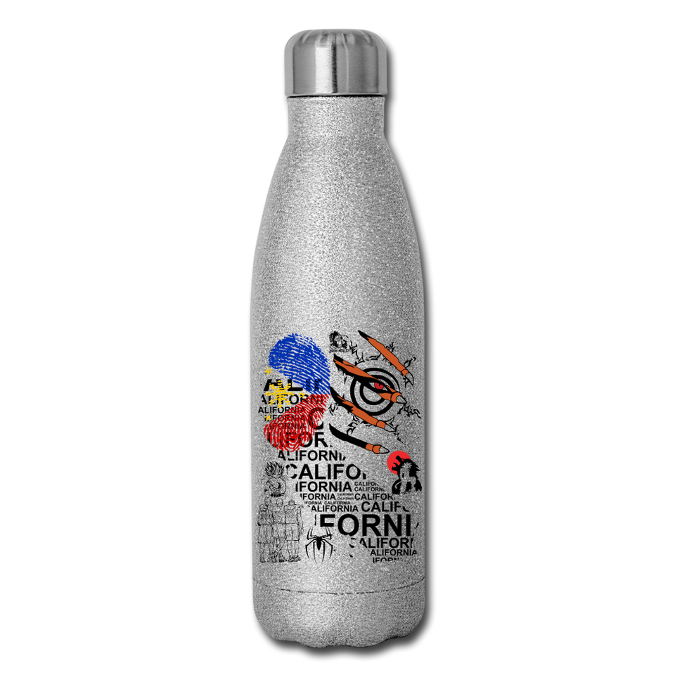 erv test1 - Insulated Stainless Steel Water Bottle - silver glitter