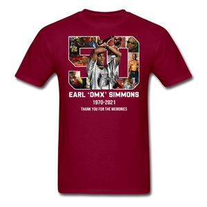 DMX shirt 90s rap GRAMMY Ruff Ryder concert HIP HOP Earl Simmons T-SHIRT S-6XL - burgundy