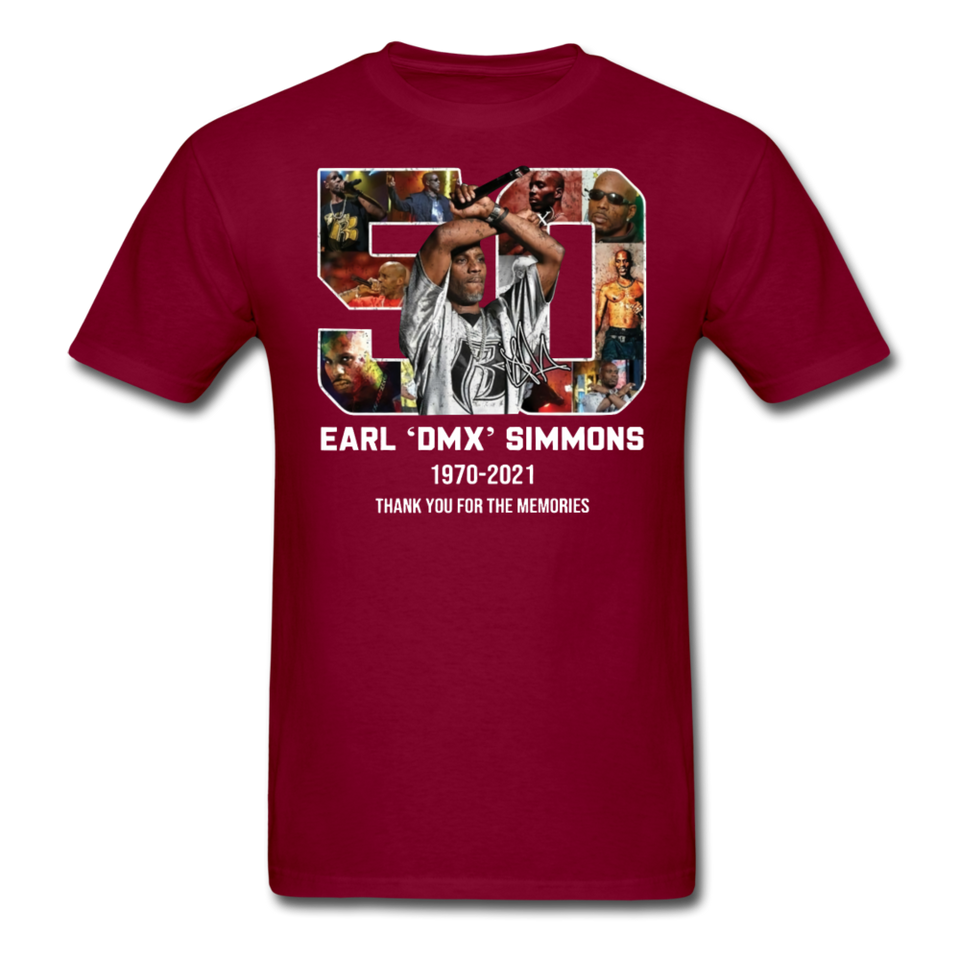 DMX shirt 90s rap GRAMMY Ruff Ryder concert HIP HOP Earl Simmons T-SHIRT S-6XL - burgundy