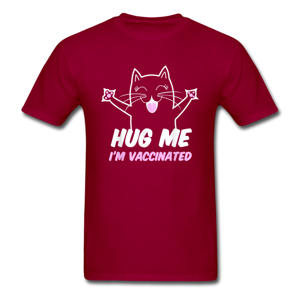 Hug me Im Vaccinated shirt Pro Vaccination TShirt Pro Immunization Cute T-Shirt - dark red