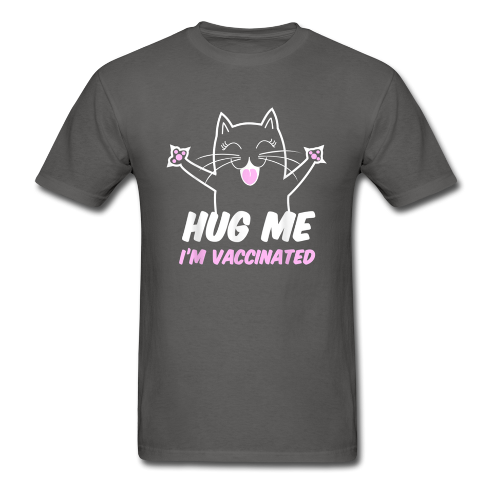 Hug me Im Vaccinated shirt Pro Vaccination TShirt Pro Immunization Cute T-Shirt - charcoal