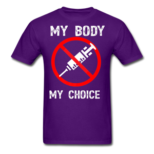 My Body My Choice shirt No Forced Vaccines Anti-Vax Gifts T-Shirt Size S-6XL - purple