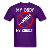 My Body My Choice shirt No Forced Vaccines Anti-Vax Gifts T-Shirt Size S-6XL - purple