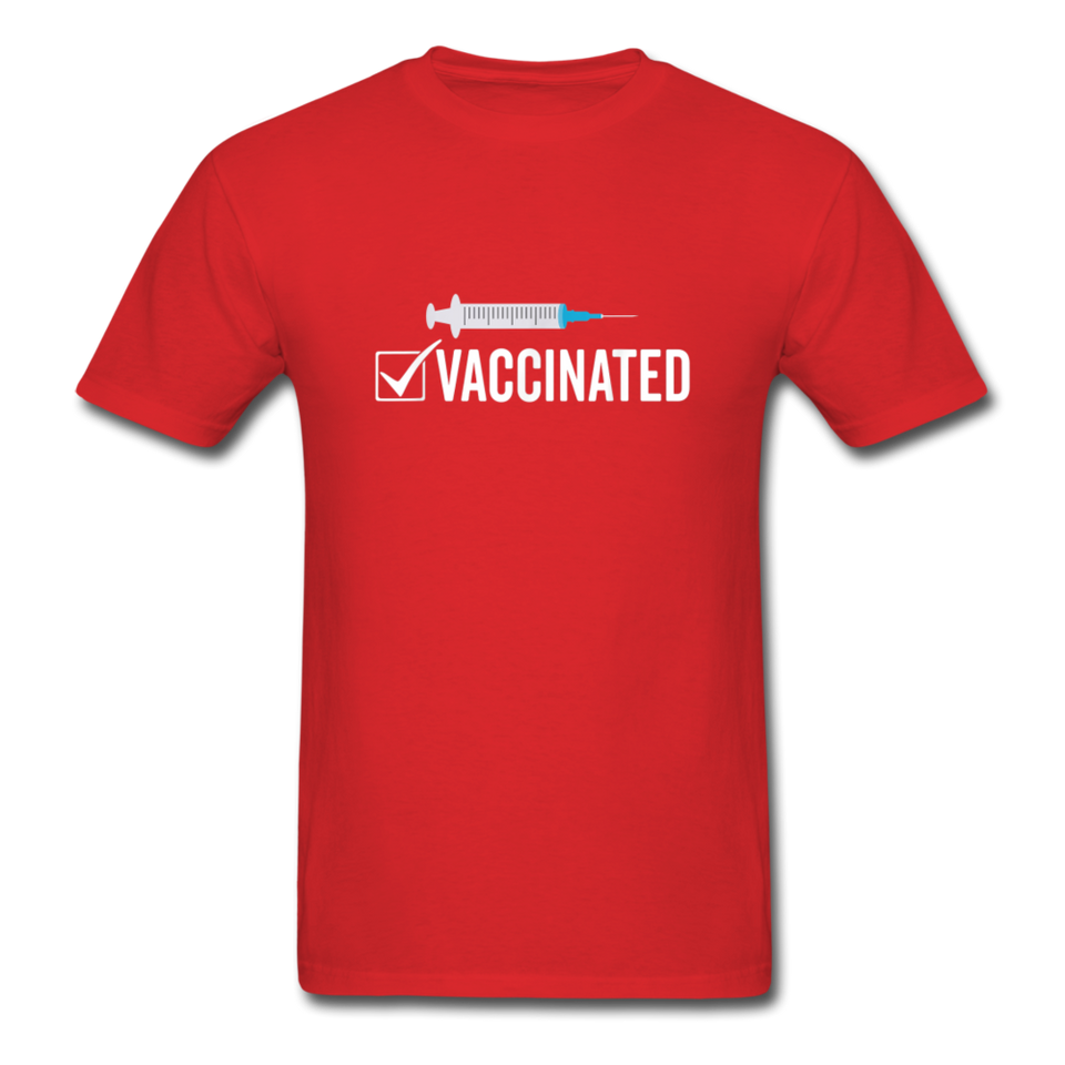 Vaccinated Check Mark shirt Science Vaccine Pro Vaccination T-Shirt Size S-6XL - red