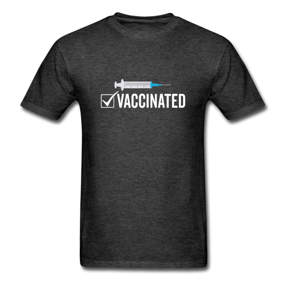 Vaccinated Check Mark shirt Science Vaccine Pro Vaccination T-Shirt Size S-6XL - heather black