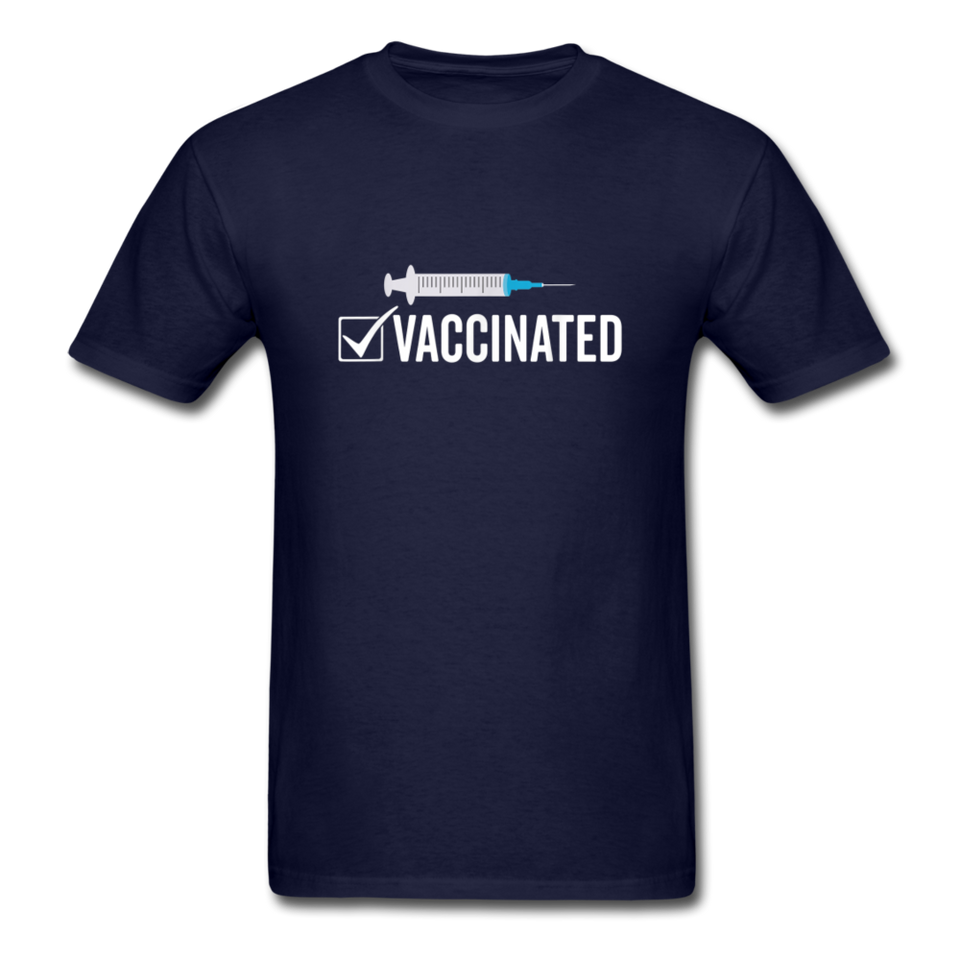 Vaccinated Check Mark shirt Science Vaccine Pro Vaccination T-Shirt Size S-6XL - navy