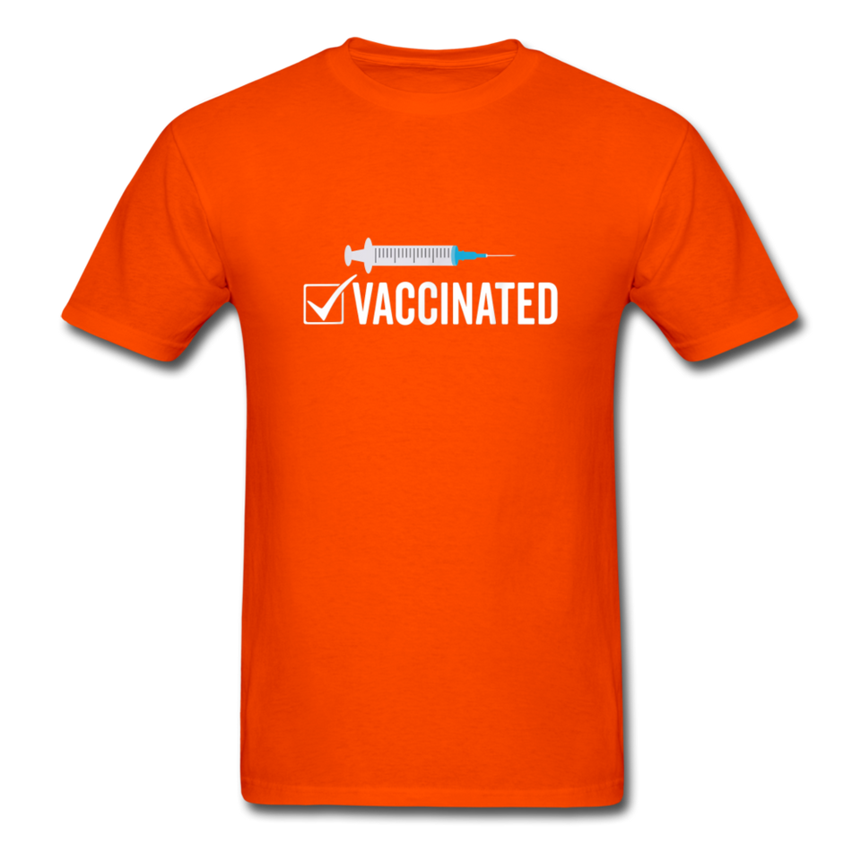 Vaccinated Check Mark shirt Science Vaccine Pro Vaccination T-Shirt Size S-6XL - orange
