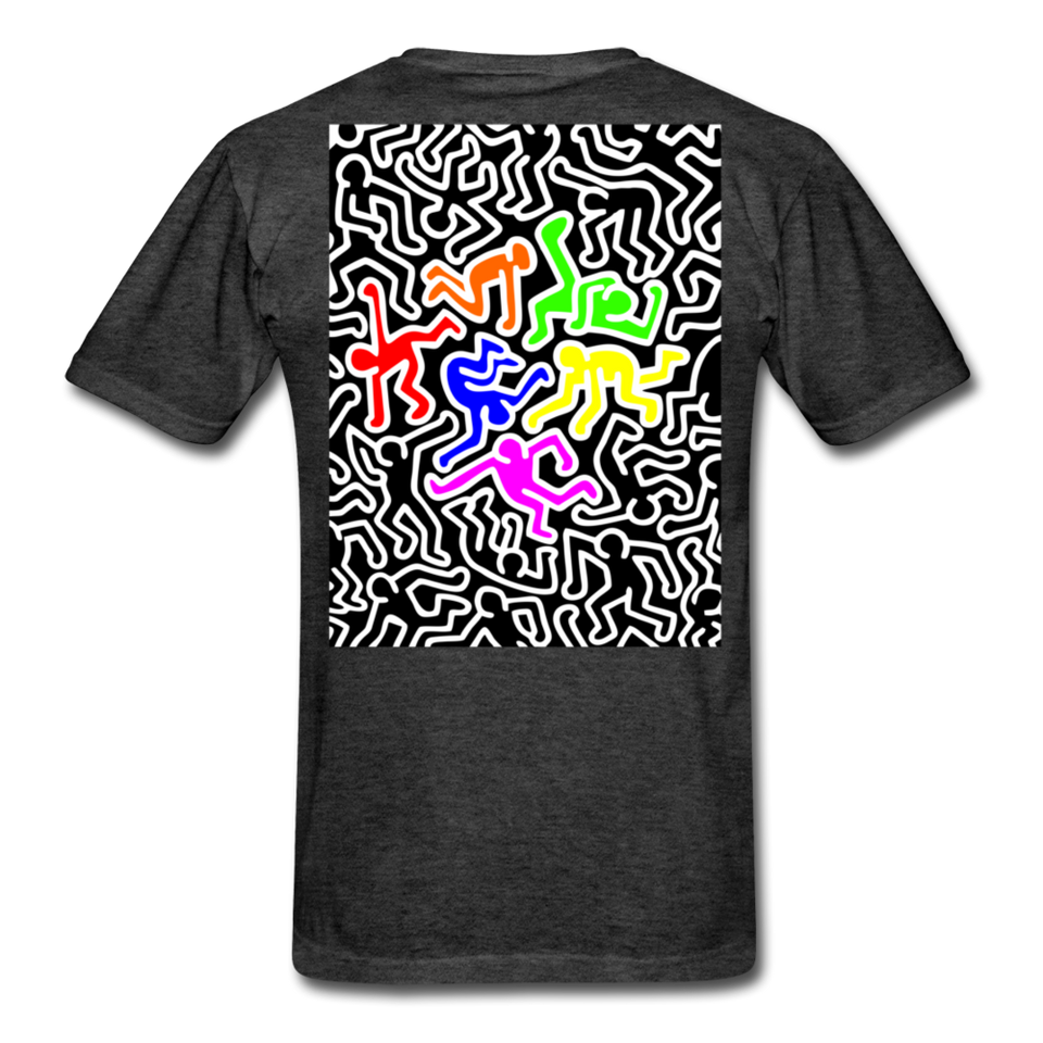 Keith Haring shirt Graphic Street Art T-Shirt - heather black