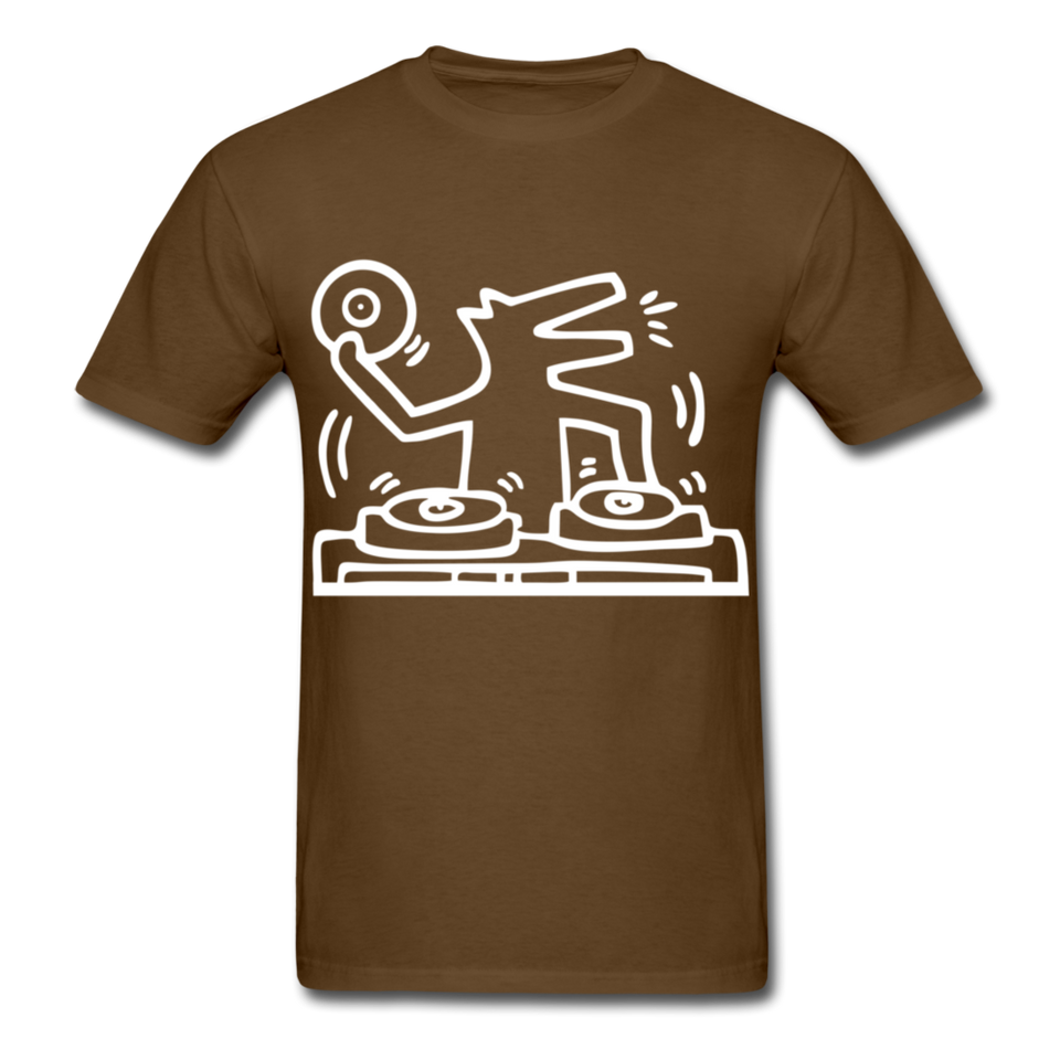 Keith Haring shirt Graphic DJ DOG Street Art T-Shirt Size S-6XL - brown