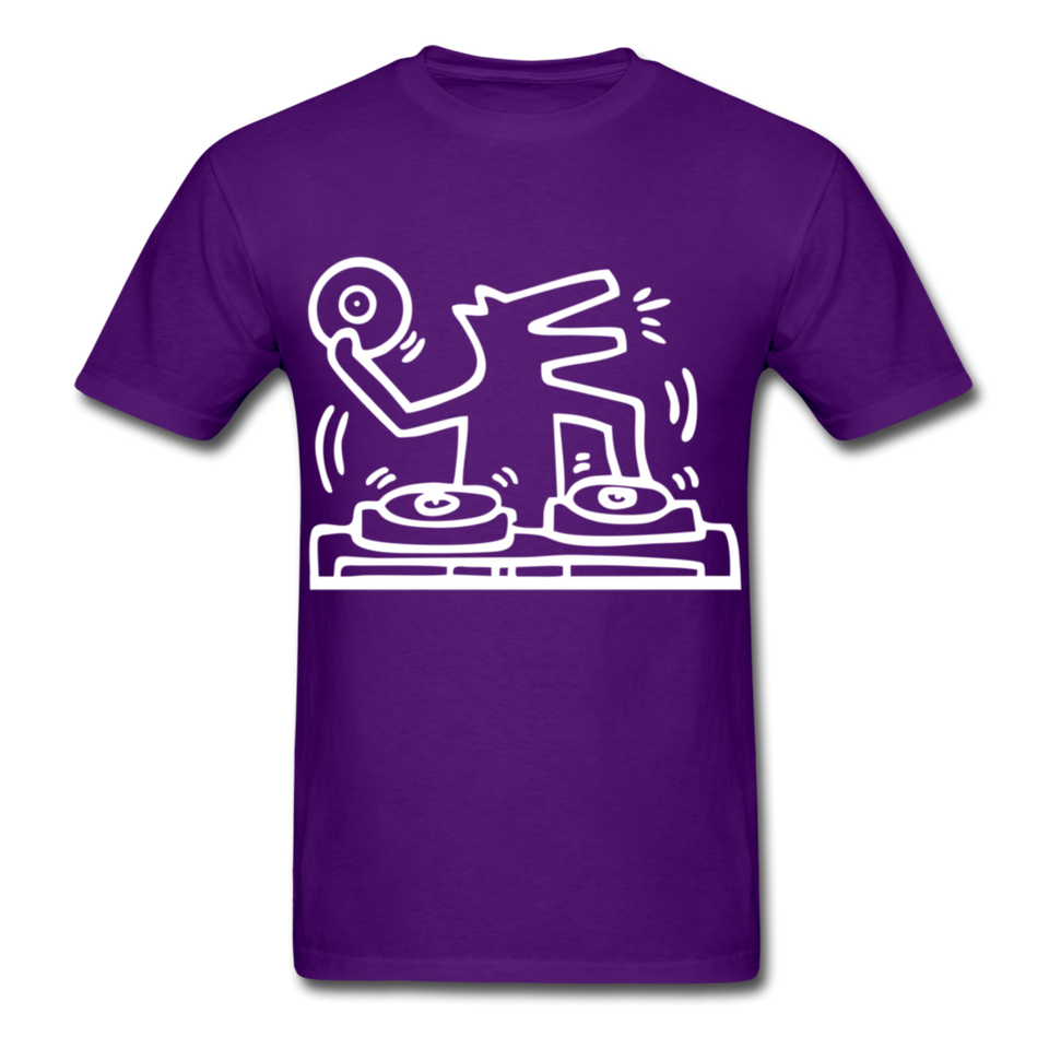 Keith Haring shirt Graphic DJ DOG Street Art T-Shirt Size S-6XL - purple