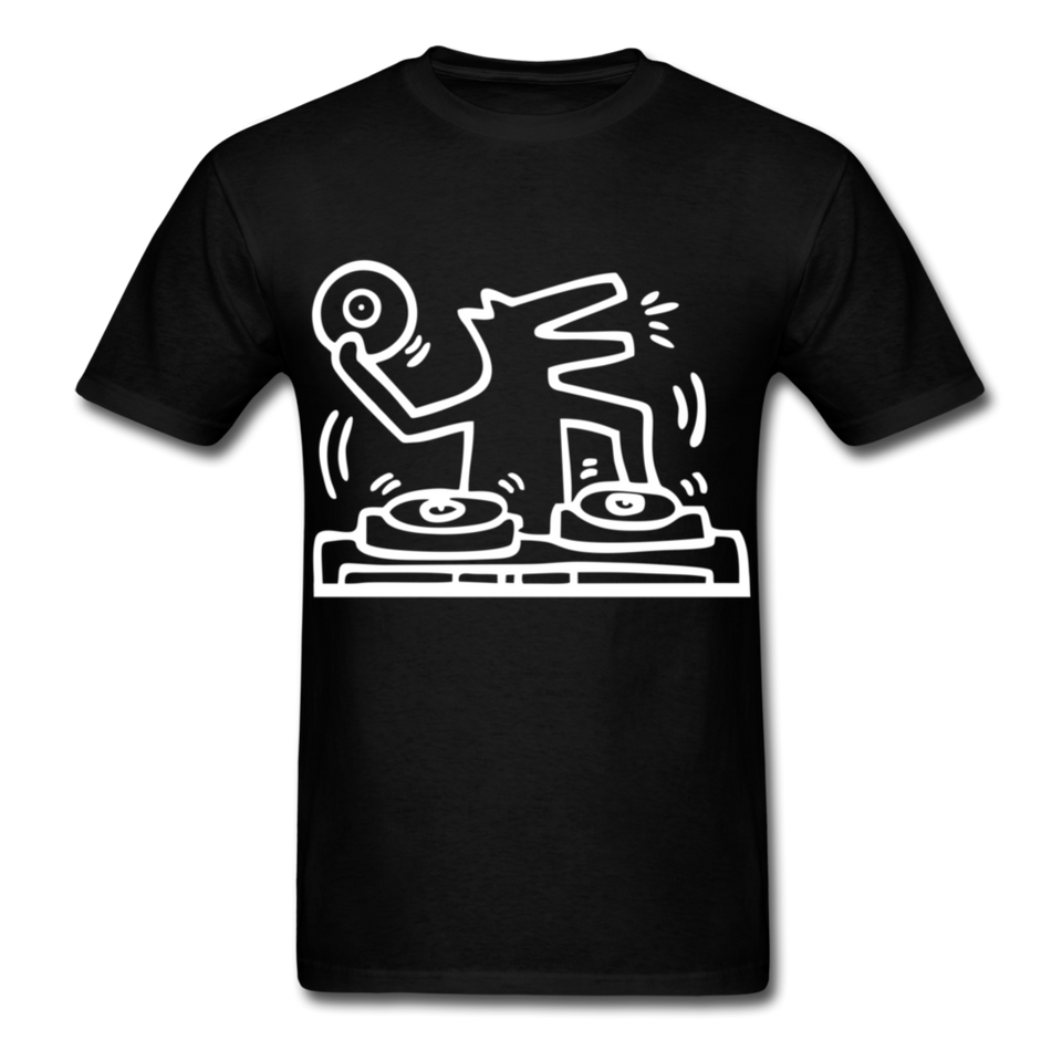 Keith Haring shirt Graphic DJ DOG Street Art T-Shirt Size S-6XL - black