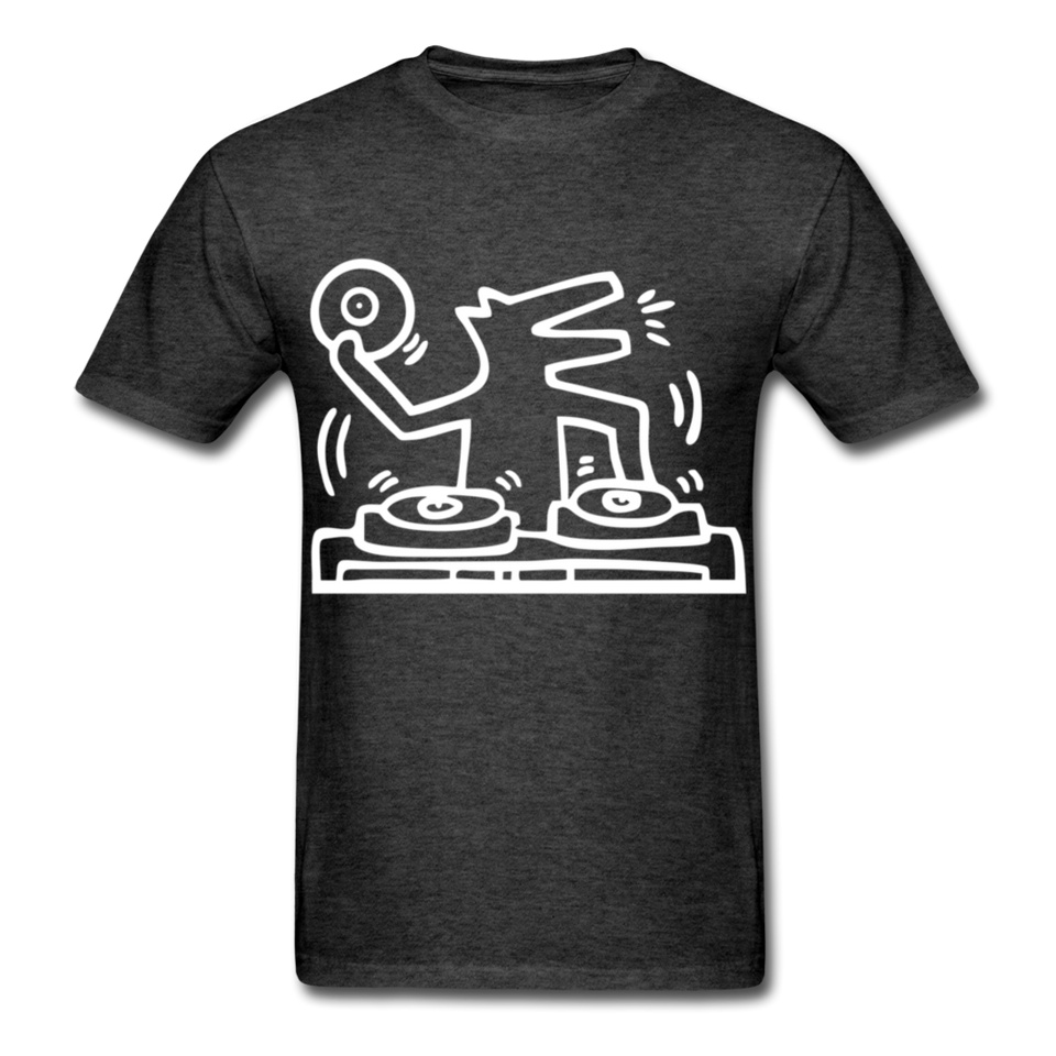Keith Haring shirt Graphic DJ DOG Street Art T-Shirt Size S-6XL - heather black