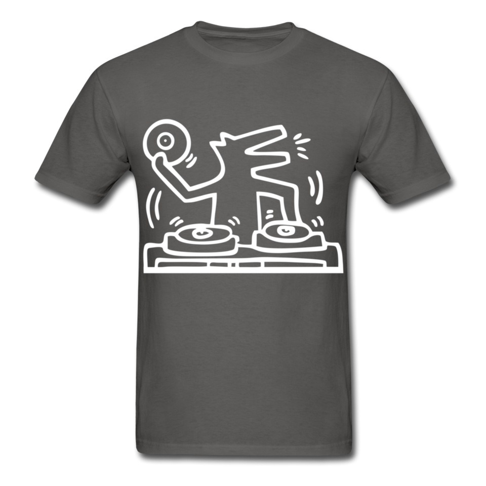 Keith Haring shirt Graphic DJ DOG Street Art T-Shirt Size S-6XL - charcoal