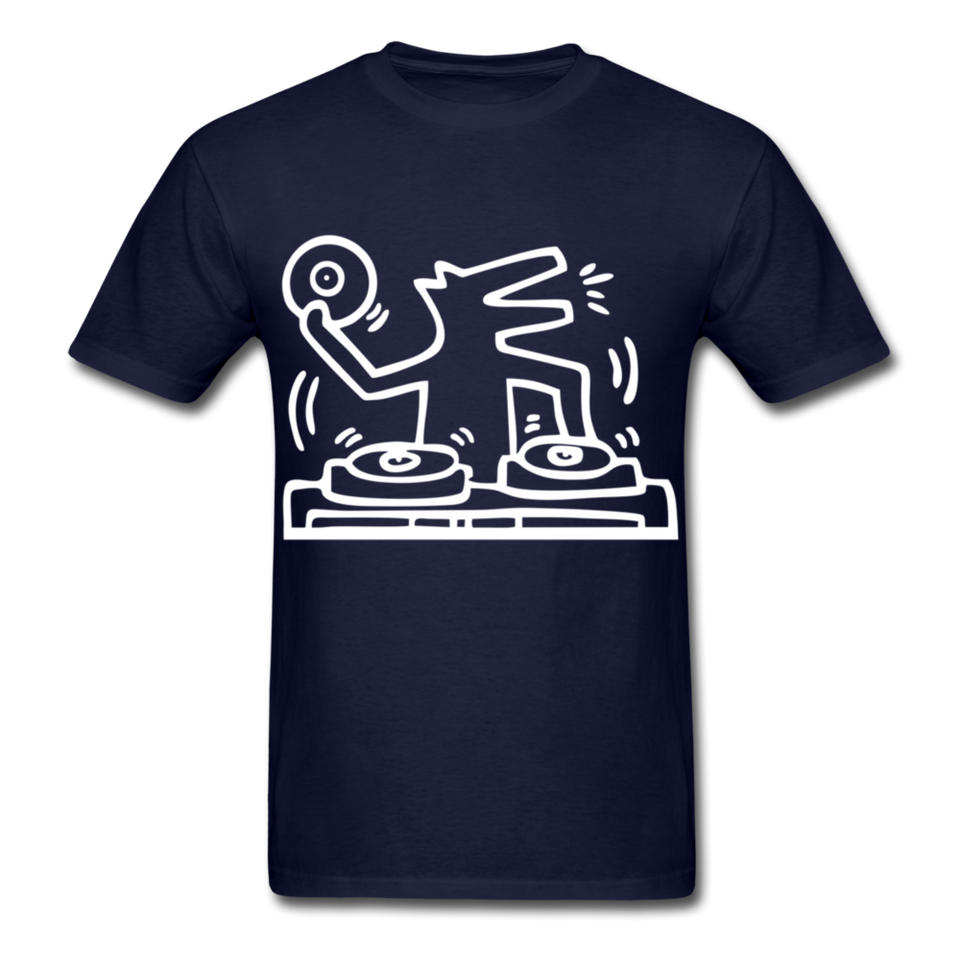 Keith Haring shirt Graphic DJ DOG Street Art T-Shirt Size S-6XL - navy