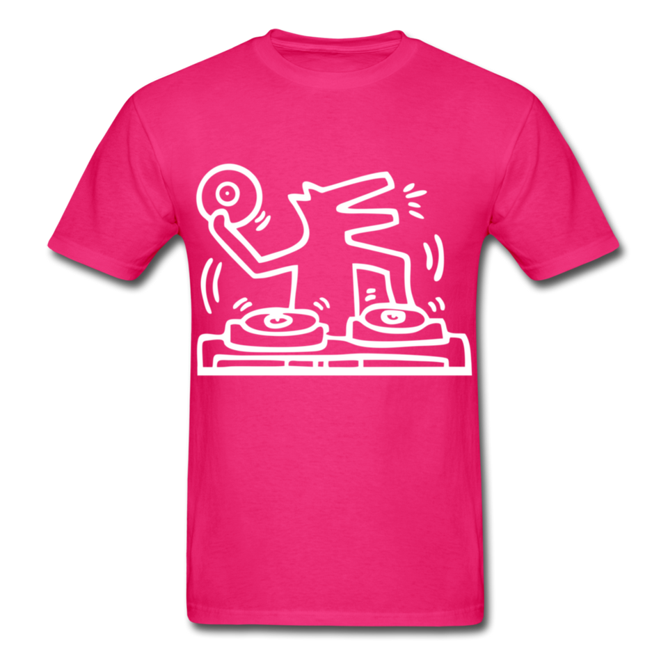 Keith Haring shirt Graphic DJ DOG Street Art T-Shirt Size S-6XL - fuchsia