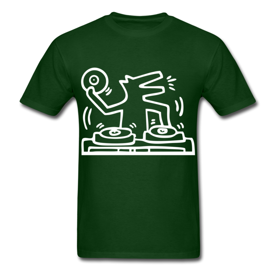 Keith Haring shirt Graphic DJ DOG Street Art T-Shirt Size S-6XL - forest green
