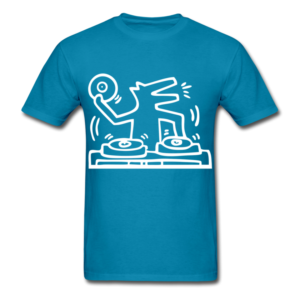 Keith Haring shirt Graphic DJ DOG Street Art T-Shirt Size S-6XL - turquoise