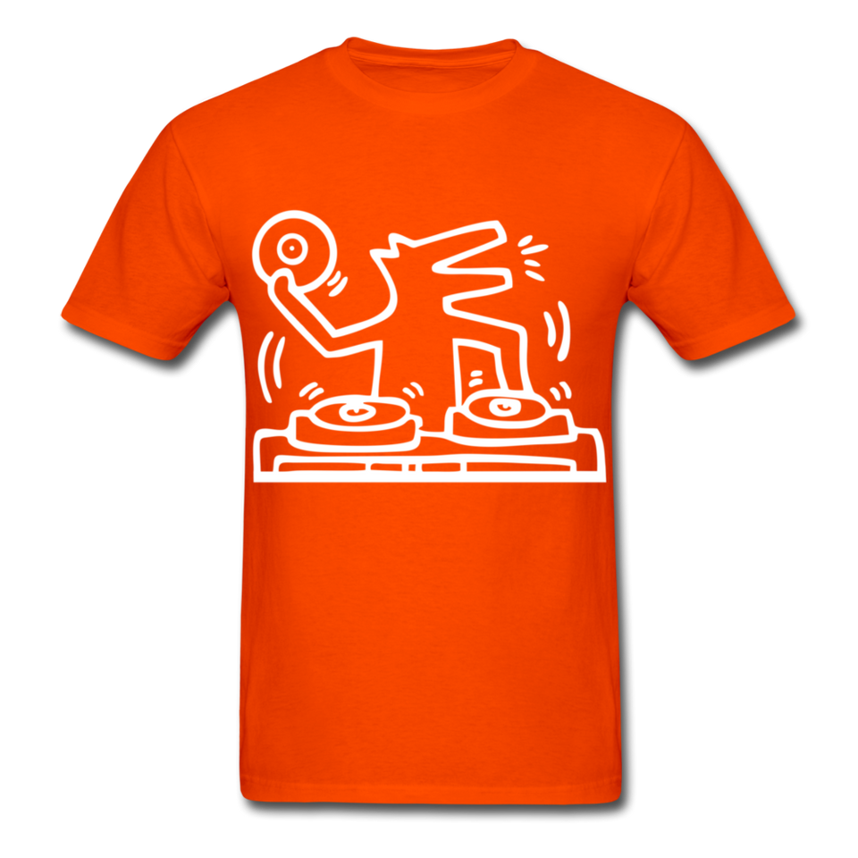 Keith Haring shirt Graphic DJ DOG Street Art T-Shirt Size S-6XL - orange