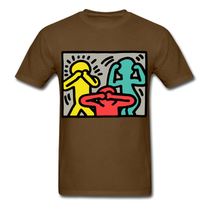 Keith Haring shirt Graphic Street Art T-Shirt Size S-6XL - brown