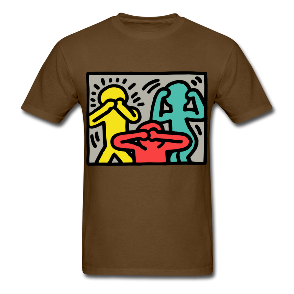 Keith Haring shirt Graphic Street Art T-Shirt Size S-6XL - brown