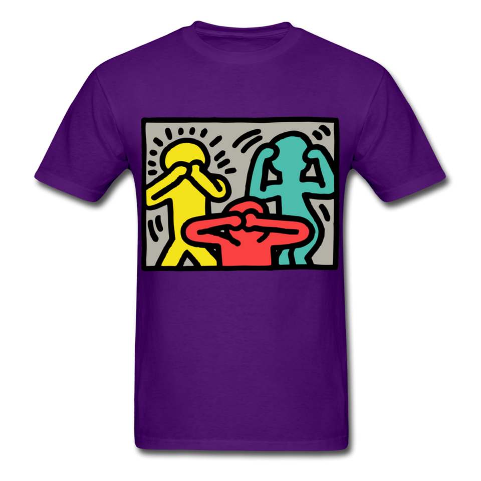 Keith Haring shirt Graphic Street Art T-Shirt Size S-6XL - purple