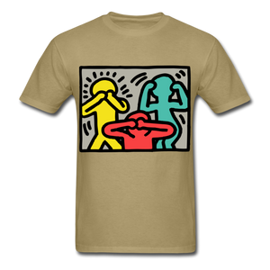 Keith Haring shirt Graphic Street Art T-Shirt Size S-6XL - khaki