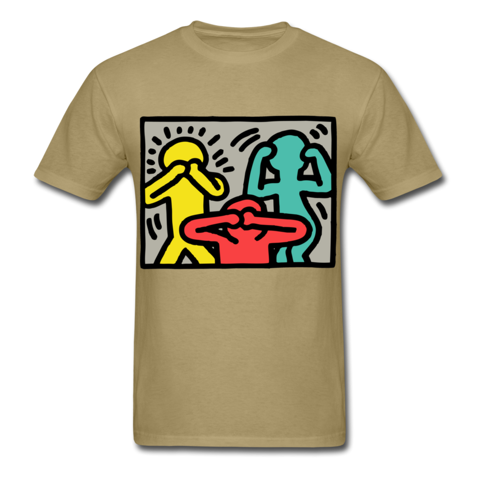 Keith Haring shirt Graphic Street Art T-Shirt Size S-6XL - khaki
