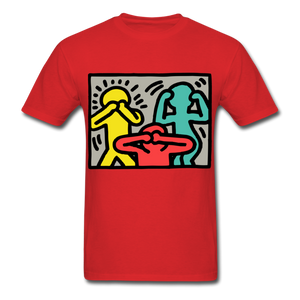 Keith Haring shirt Graphic Street Art T-Shirt Size S-6XL - red