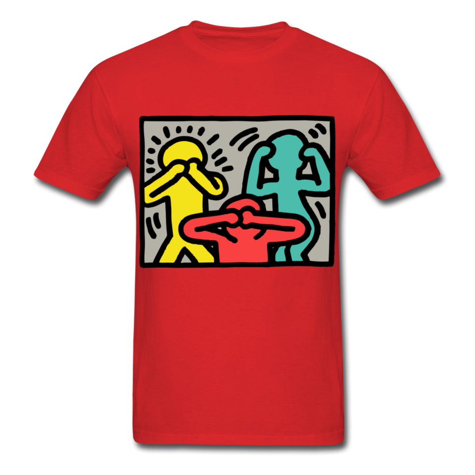 Keith Haring shirt Graphic Street Art T-Shirt Size S-6XL - red