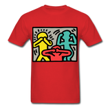 Keith Haring shirt Graphic Street Art T-Shirt Size S-6XL - red