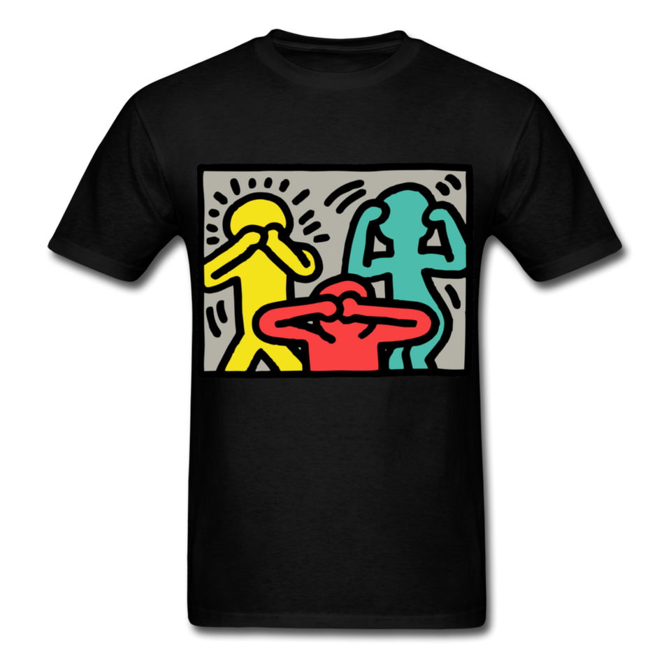 Keith Haring shirt Graphic Street Art T-Shirt Size S-6XL - black