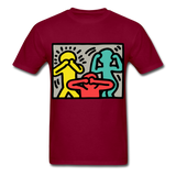 Keith Haring shirt Graphic Street Art T-Shirt Size S-6XL - burgundy