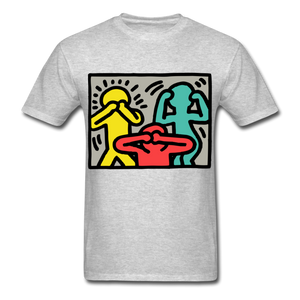 Keith Haring shirt Graphic Street Art T-Shirt Size S-6XL - heather gray