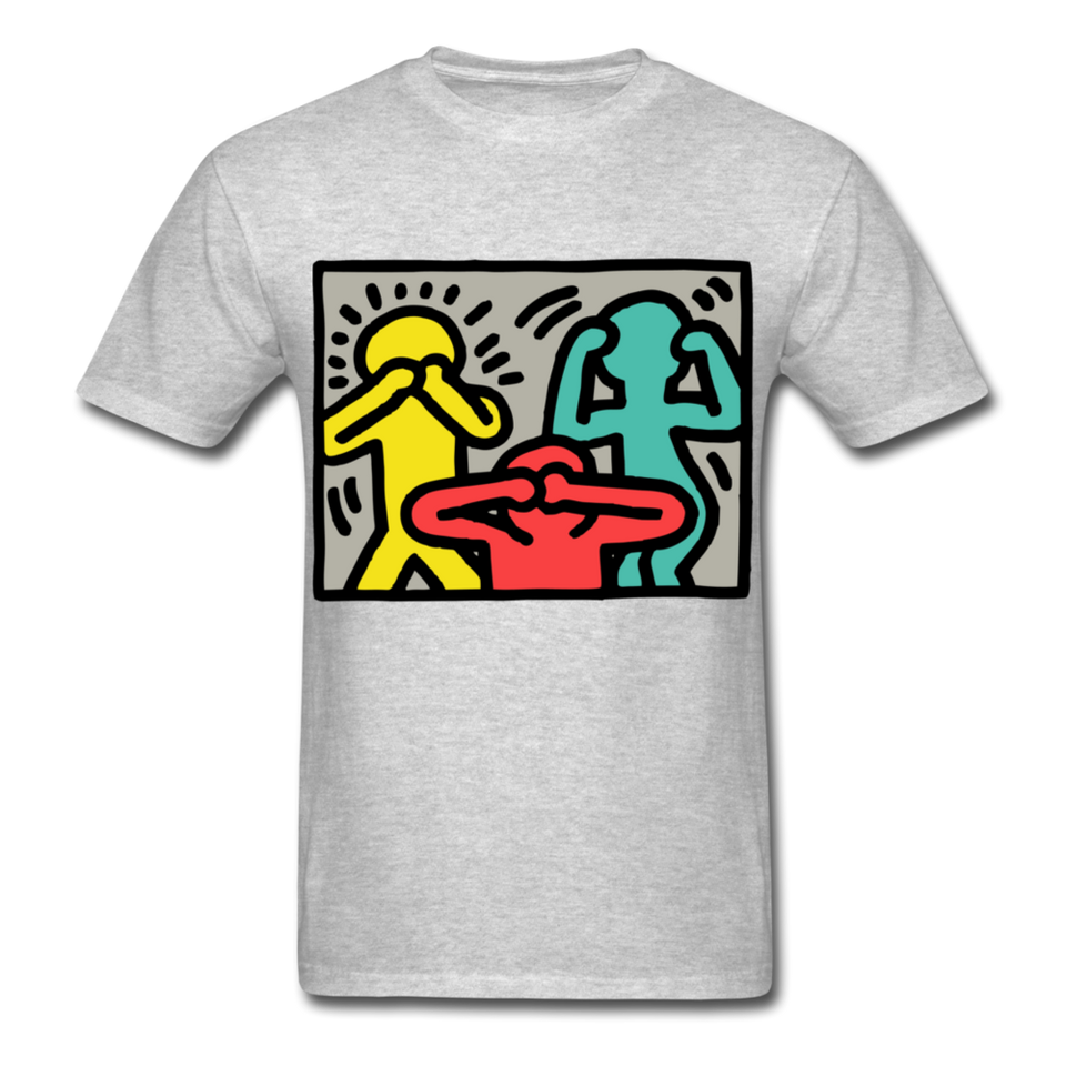 Keith Haring shirt Graphic Street Art T-Shirt Size S-6XL - heather gray
